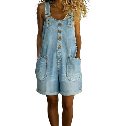 💙 Loose denim shorts for women, adjustable straps and spacious pockets S-2XL