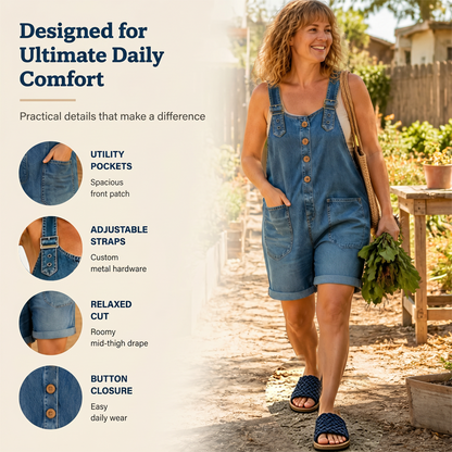 💙 Loose denim shorts for women, adjustable straps and spacious pockets S-2XL