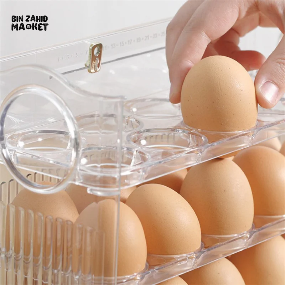 30-Grid Egg Storage Box, Large Capacity, Transparent Egg Container