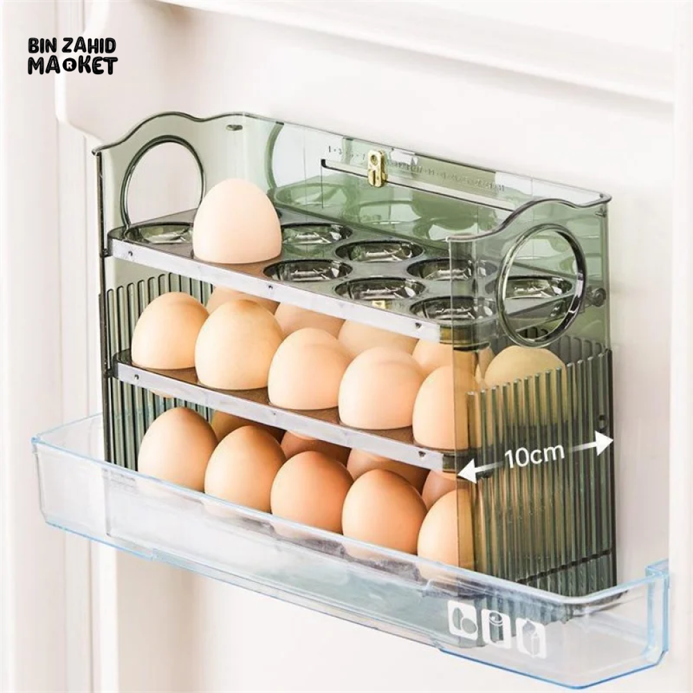 30-Grid Egg Storage Box, Large Capacity, Transparent Egg Container