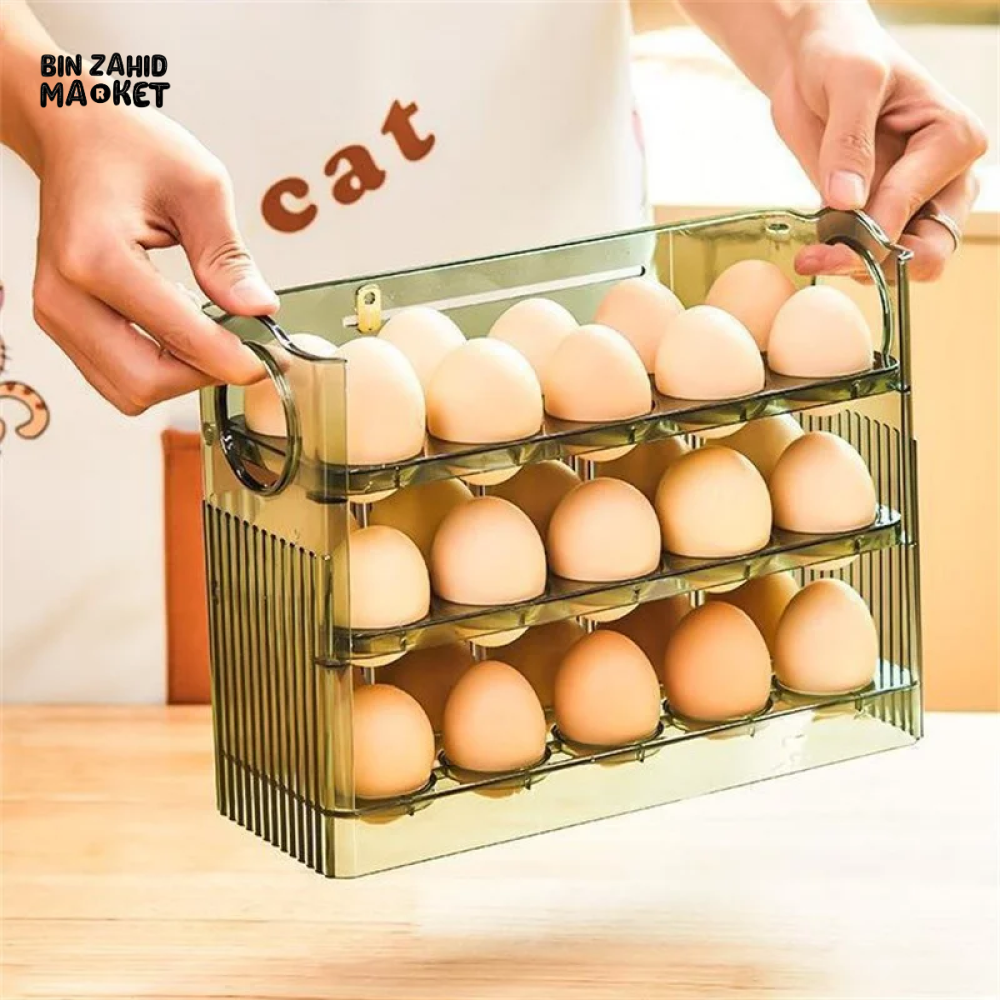 30-Grid Egg Storage Box, Large Capacity, Transparent Egg Container