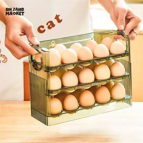 30-Grid Egg Storage Box, Large Capacity, Transparent Egg Container