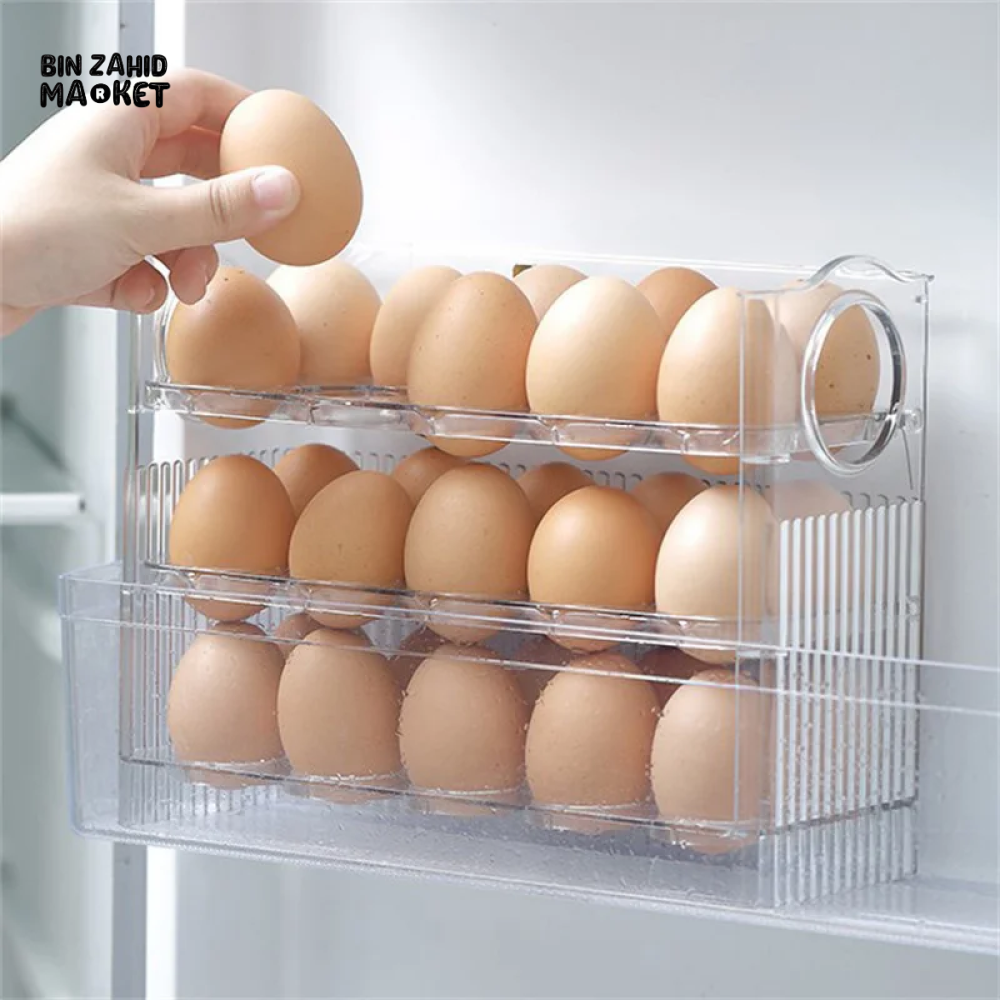 30-Grid Egg Storage Box, Large Capacity, Transparent Egg Container