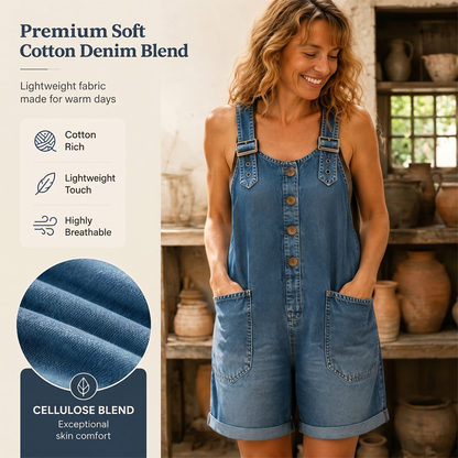 💙 Loose denim shorts for women, adjustable straps and spacious pockets S-2XL