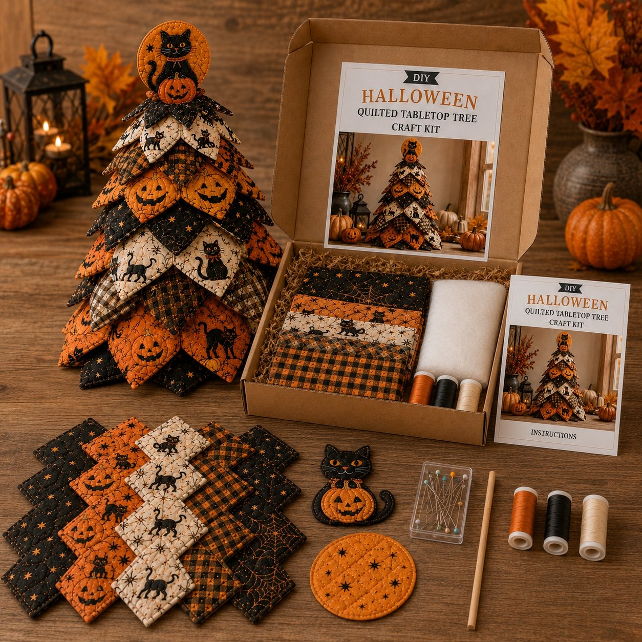 🔥Last Day 49% OFF - 🎃 DIY Halloween Quilted Fabric Tree Kit