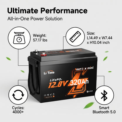 ⭐ Mini Bluetooth LiFePO4 Lithium Battery – Smart Deep Cycle Power Solution for RV, Marine, Truck & Off-Grid Solar Systems