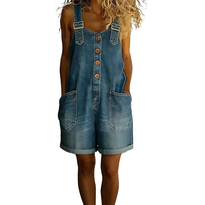 💙 Loose denim shorts for women, adjustable straps and spacious pockets S-2XL