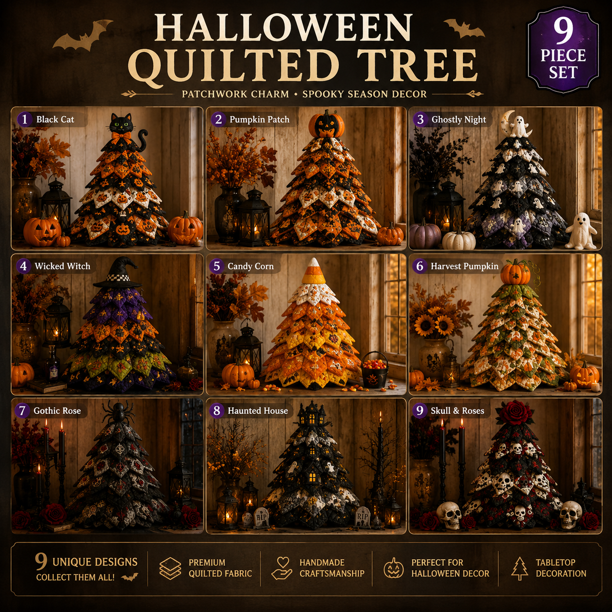 🔥Last Day 49% OFF - 🎃 DIY Halloween Quilted Fabric Tree Kit
