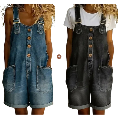 💙 Loose denim shorts for women, adjustable straps and spacious pockets S-2XL
