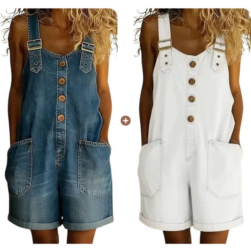 💙 Loose denim shorts for women, adjustable straps and spacious pockets S-2XL