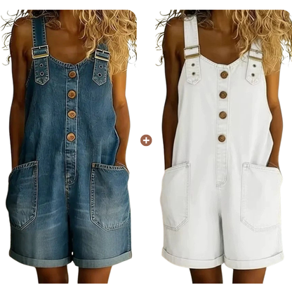 💙 Loose denim shorts for women, adjustable straps and spacious pockets S-2XL