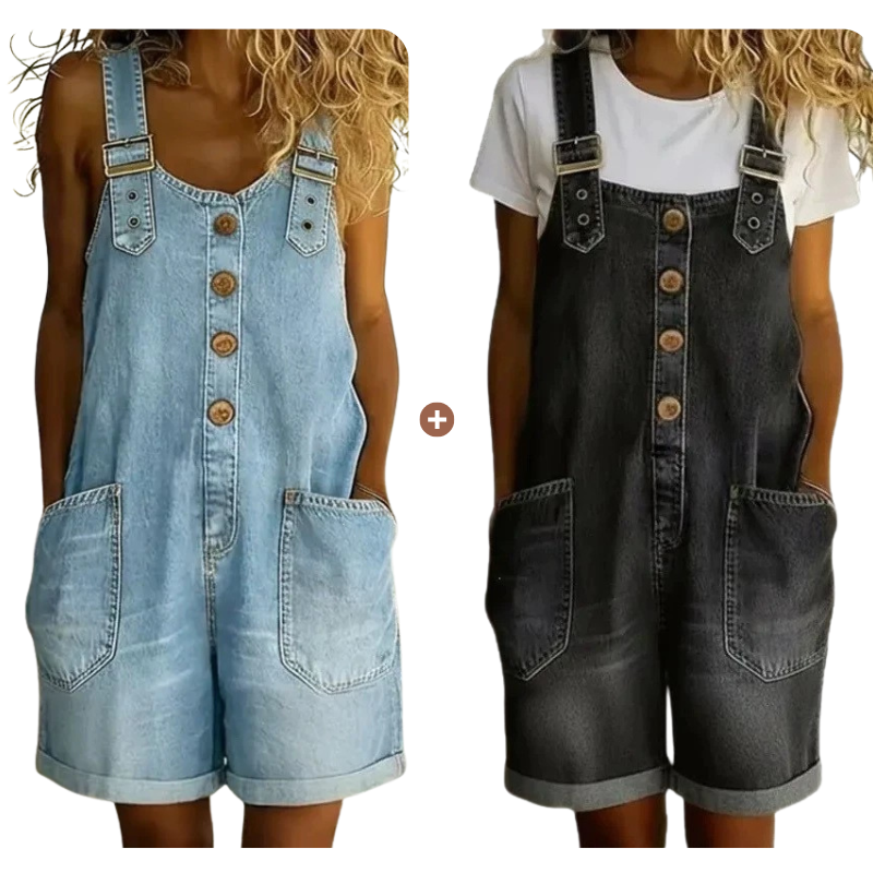 💙 Loose denim shorts for women, adjustable straps and spacious pockets S-2XL
