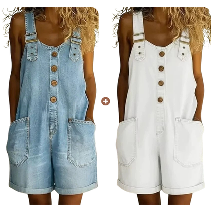 💙 Loose denim shorts for women, adjustable straps and spacious pockets S-2XL