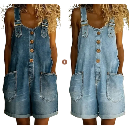 💙 Loose denim shorts for women, adjustable straps and spacious pockets S-2XL
